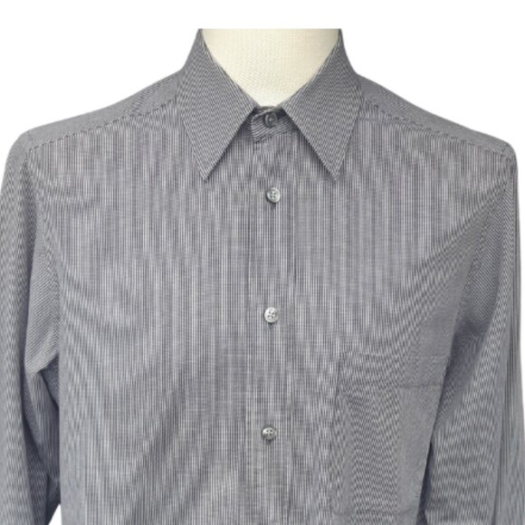 Charter Collection Hudson's Bay SZ 15 Men's Button Up Shirt Black & White Check - Picture 1 of 12